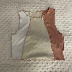 crop tank top shein white cream and pink like new size small